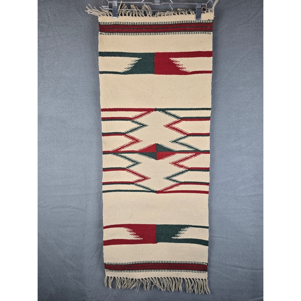 Vintage San Luis Valley Crafts 100% Wool Rug 15x36 Hand Woven Southwestern